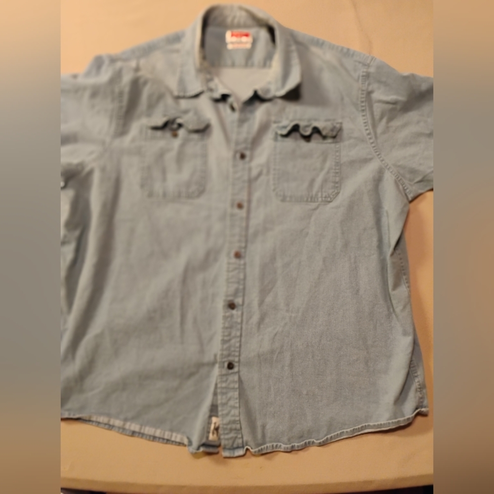 WRANGLER 'flex for comfort' men's 2XL  DENIM SHORT SLEEVE SHIRT
